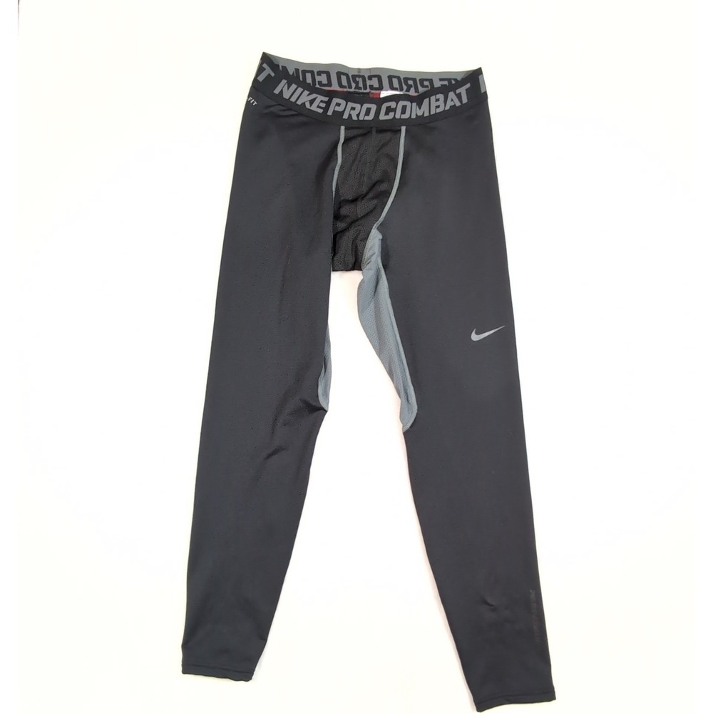 Nike Pro Combat Hyperwarm Tights Mens Large Black Grey Compression 479929-010
